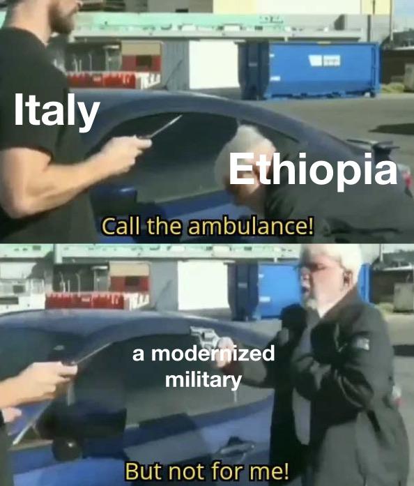 Ethiopia fighting off italians with equal weapons
